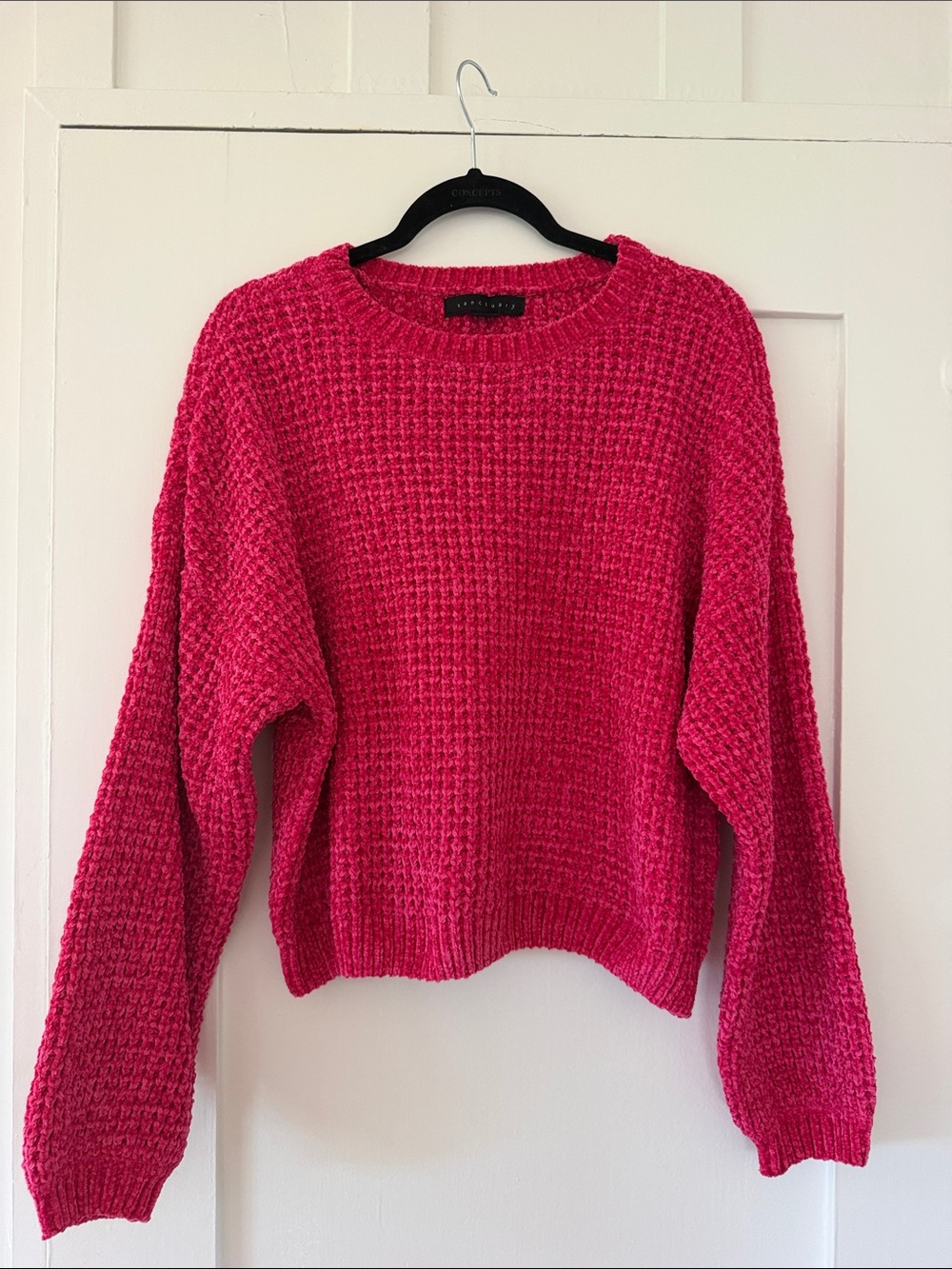 Sanctuary Women’s Chunky Knit Crewneck Sweater - Hot Pink